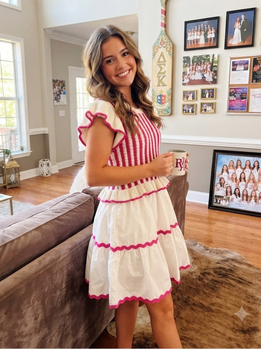 Entro Knit & Cotton Ruffle Tiered Dress S